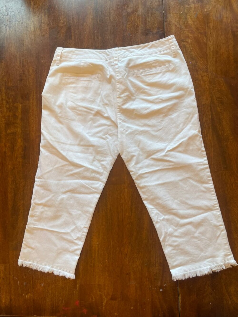 Zac & Rachel White Cropped Jeans Women's Size 6 Frayed Fringe Hem Capri - Picture 2 of 6